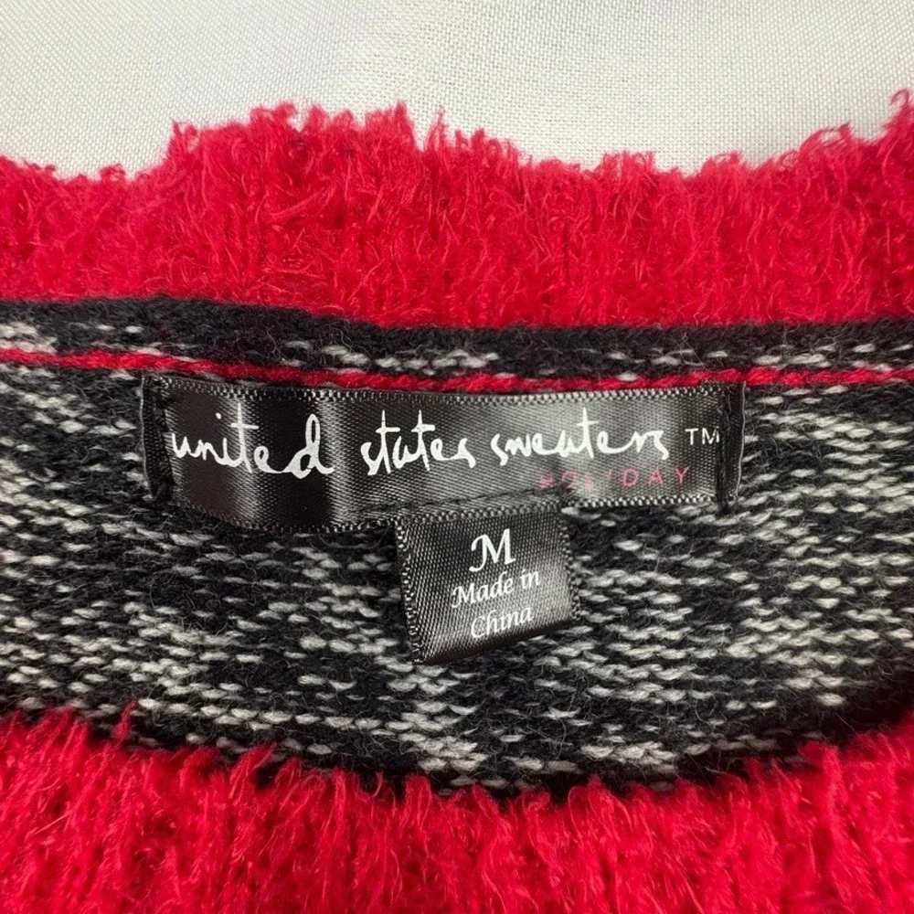 United States Sweaters Women M Holiday Owl Christmas‎ Black Red Whimsical Quirky